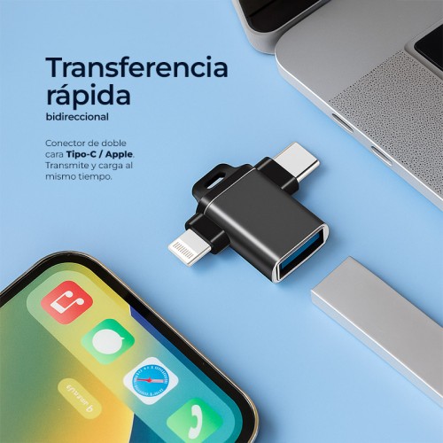 Adaptador USB OTG lightning  + Tipo C