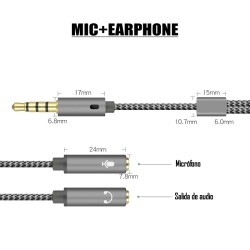 Adaptador para audífonos y micrófono