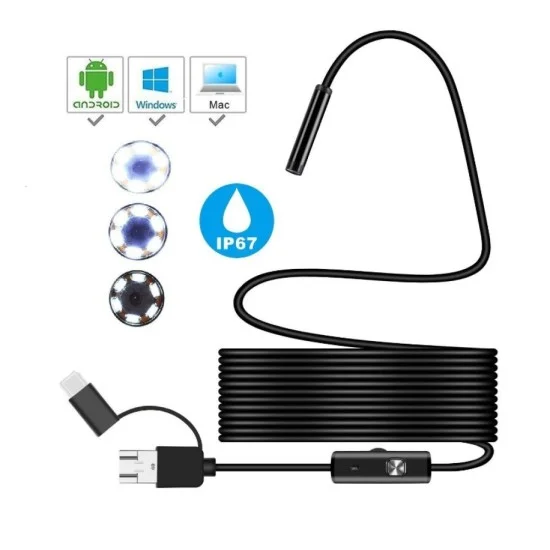Camara Endoscopica 5 Metros LED USB Flexible Celular