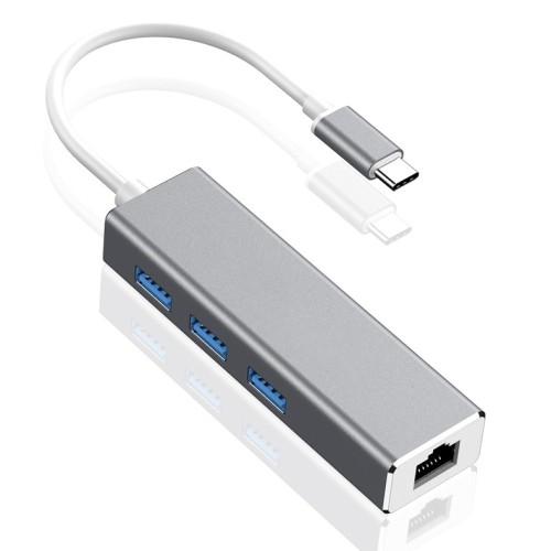 Adaptador Rj45 a USB C + 3 puertos USB