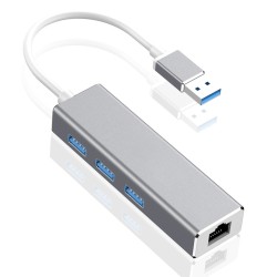Adaptador USB a Ethernet + 3 Puertos USB 3.0