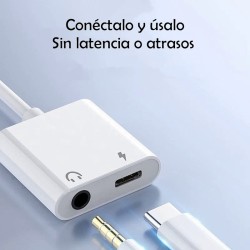 Adaptador Tipo C a 3.5mm + Carga alta compatibilidad de marcas