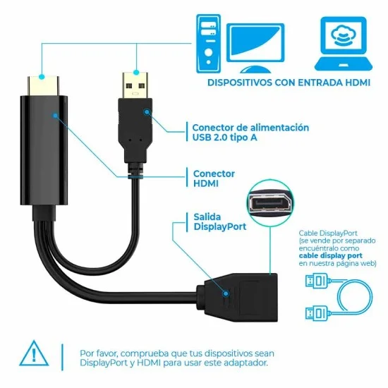Convertidor HDMI a Displayport Guatemala