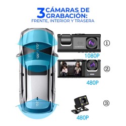 Cámara para Carro Frontal interna y trasera con WIFI