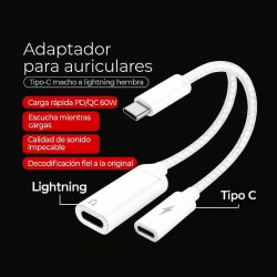 Cable lightning hembra a tipo C macho