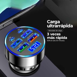 Cargador para carro con 6 salidas y 3 de carga rápida