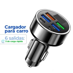 Cargador para carro con 6 salidas y 3 de carga rápida