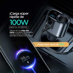 Cargador de Carro con Medidor de Voltaje de 66W