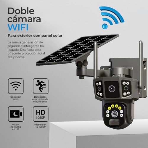 Doble cámara WIFI para exterior con panel solar